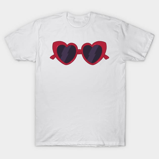 red heart shaped sunglasses aesthetic dollette coquette T-Shirt by maoudraw